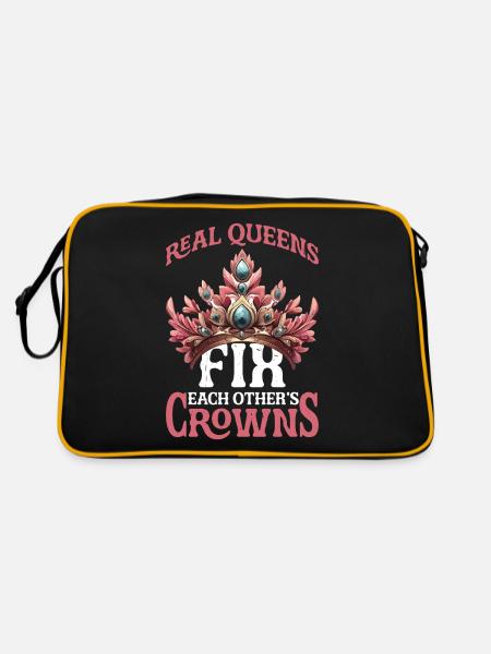 Real Queens Fix Each Other's Crowns 8 - Retro Tasche - Schwarz/Gold - Hinten