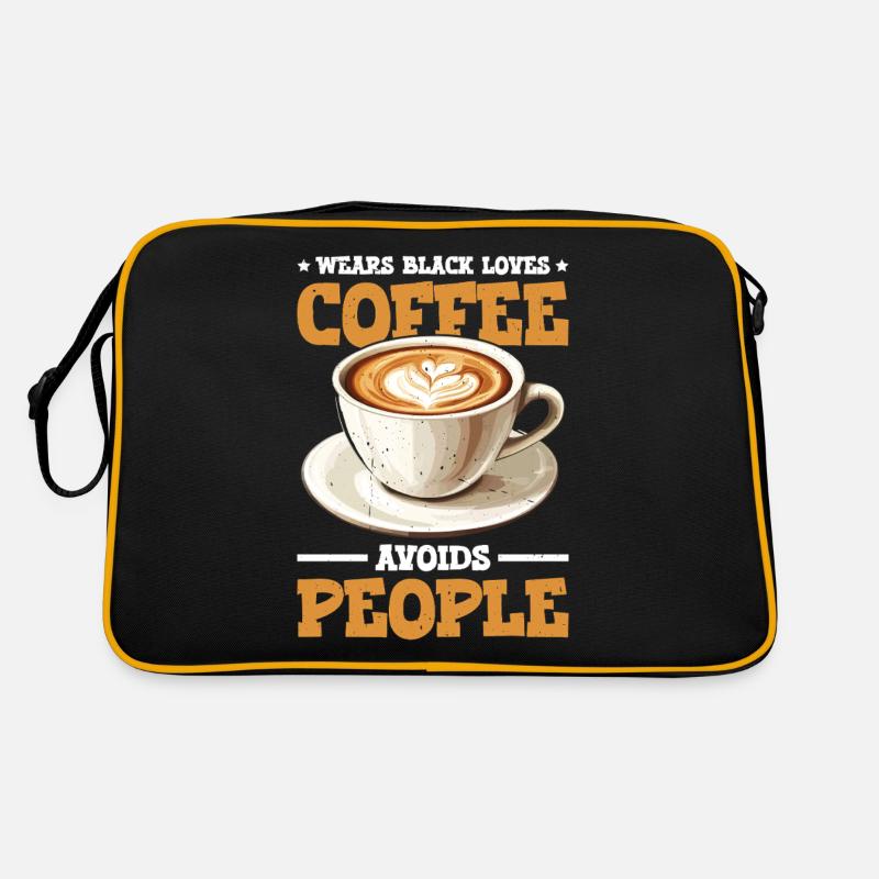 Wears Black Loves Coffee Avoids People 2 Retro Tasche