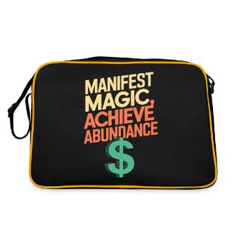 Manifest Magic, Achieve Abundance Quote - Retro Bag - black/gold - Back