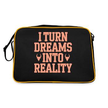 Steinbock Sternzeichen Ich Verwirkliche Träume - Retro Tasche - Schwarz/Gold - Hinten