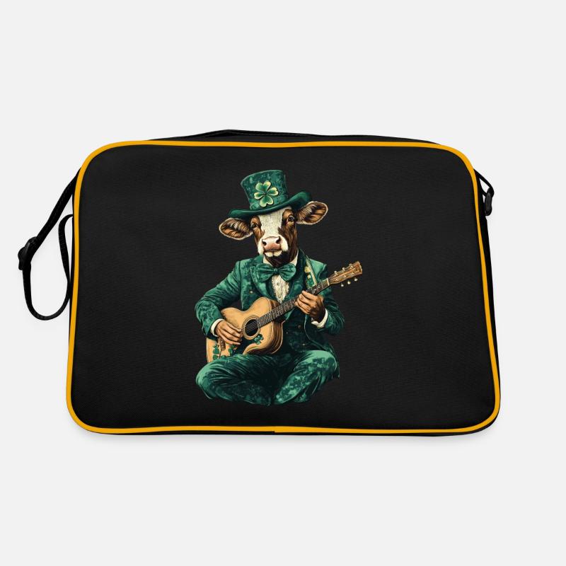 Kuh - Retro Tasche - Schwarz/Gold