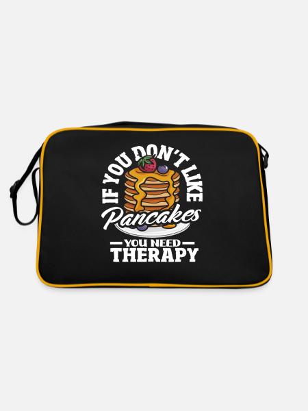 Pancakes Sind Besser Als Therapie - Retro Tasche - Schwarz/Gold - Hinten