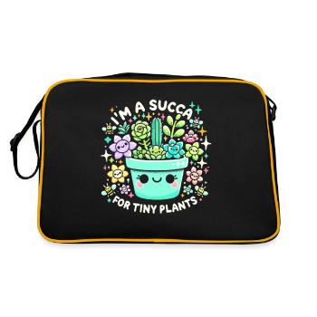 Ich bin eine Sukka für winzige Pflanzen - Retro Tasche - Schwarz/Gold - Hinten