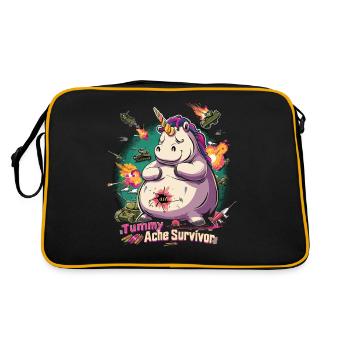 Funny Unicorn Meme Stomach Ache - Retro Bag - black/gold - Back