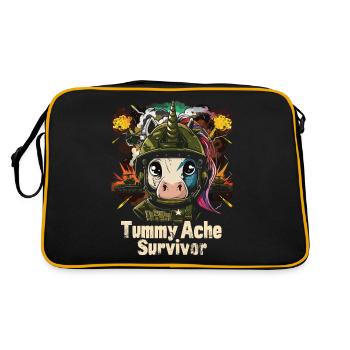 Funny Unicorn Meme Stomach Ache - Retro Bag - black/gold - Back