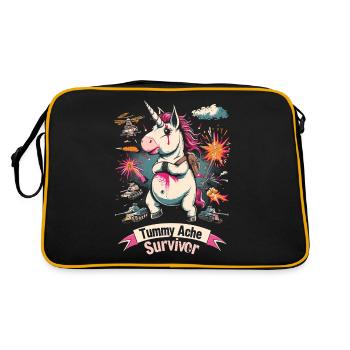 Funny Unicorn Meme Stomach Ache - Retro Bag - black/gold - Back