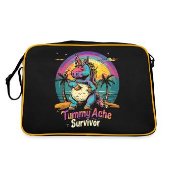 Funny Unicorn Meme Stomach Ache - Retro Bag - black/gold - Back