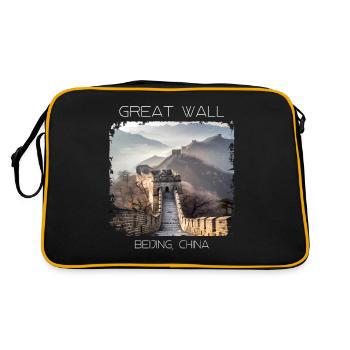Große Mauer - Retro Tasche - Schwarz/Gold - Hinten