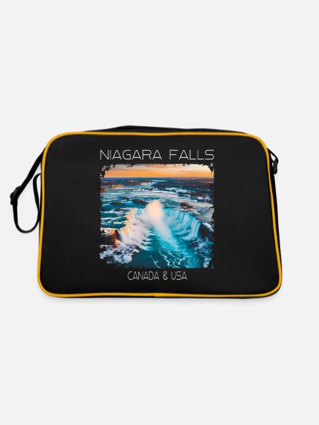 Niagarafälle - Retro Tasche - Schwarz/Gold - Hinten