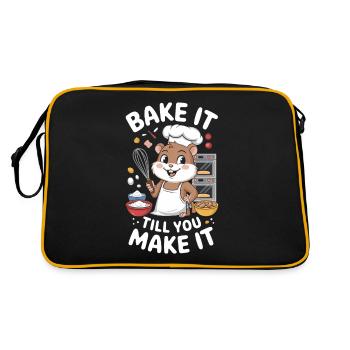 Süße Bäckerei: Backe Bis Du Es Schaffst - Retro Tasche - Schwarz/Gold - Hinten