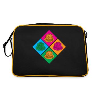 Pancakes Buntes Pop-Art Genießer Highlight - Retro Tasche - Schwarz/Gold - Hinten