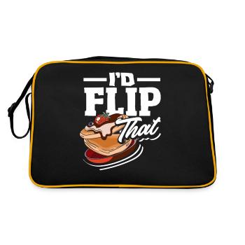 Pancakes Ich Würde Das Wenden - Retro Tasche - Schwarz/Gold - Hinten
