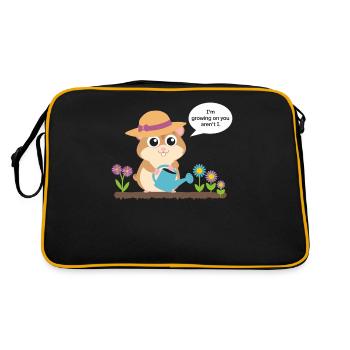 Growing hamster with watering can in the garden - Retro Bag - black/gold - Back