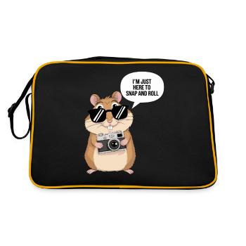 Photographe Hamster : Ici pour prendre des photos et rouler - Sac Retro - noir/or - Dos