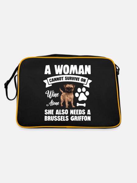 A woman can't survive on wine alone, - Retro Bag - black/gold - Back