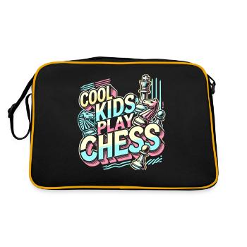 Coole Kinder spielen Schach - Retro Tasche - Schwarz/Gold - Hinten