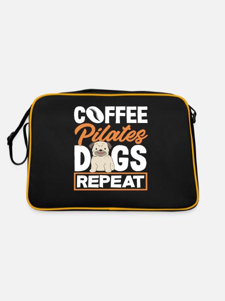 Pilates Coffee Dogs Repeat - Retro Bag - black/gold - Back