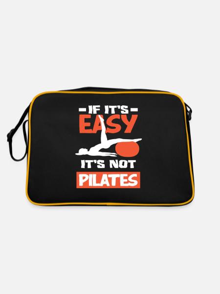 Pilates - Wenn Es Leicht Ist, Ist Es Kein Pilates - Retro Tasche - Schwarz/Gold - Hinten