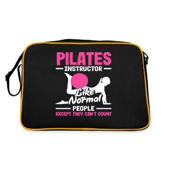Pilates Instruktor Lustig Spruch - Retro Tasche - Schwarz/Gold - Hinten