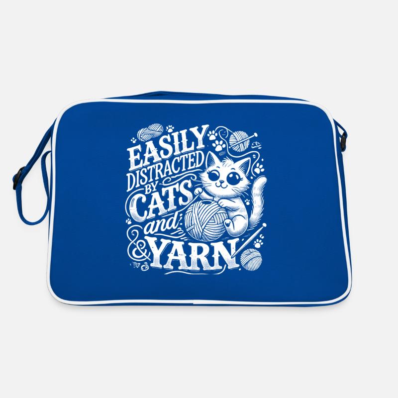 Leicht ablenkbar durch Katzen und Garn Retro Tasche