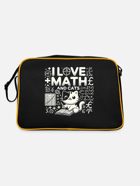 Ich liebe Mathe und Katzen - Retro Tasche - Schwarz/Gold - Hinten