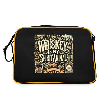 Whiskey ist mein Seelentier - Retro Tasche - Schwarz/Gold - Hinten