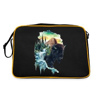 Bison - Retro Tasche - Schwarz/Gold - Hinten