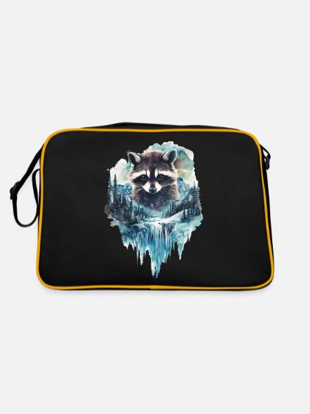 Waschbär - Retro Tasche - Schwarz/Gold