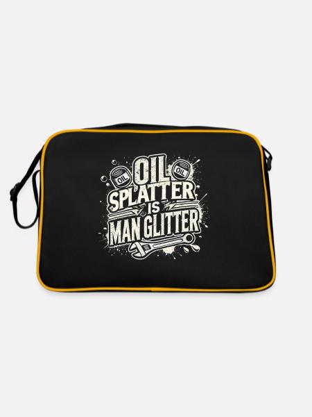 Ölspritzer sind Menschenglitter - Retro Tasche - Schwarz/Gold - Hinten