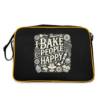 Ich backe Menschen glücklich - Retro Tasche - Schwarz/Gold - Hinten