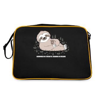 Taurus Zodiac Faultier: Stärke und Träume vereint - Retro Tasche - Schwarz/Gold - Hinten
