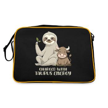 Taurus Zodiac Sloth with Charged Energy - Retro Bag - black/gold - Back