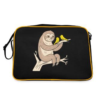 paresseux confortable avec illustration d’oiseaux - Sac Retro - noir/or - Dos