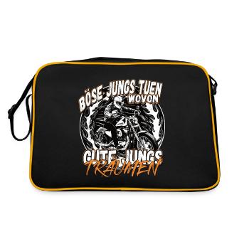 Böse Jungs tuen wovon gute Jungs träumen - Retro Tasche - Schwarz/Gold - Hinten