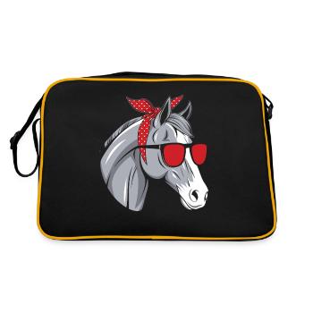 Ich Liebe Meinen Percheron An Die Scheune Und - Retro Tasche - Schwarz/Gold - Hinten
