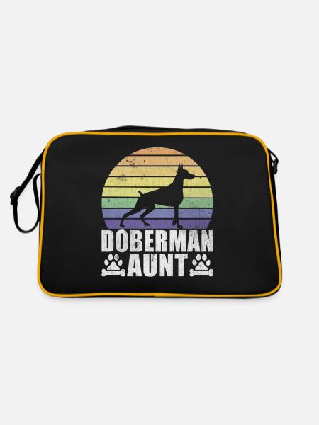 Doberman Gifts - Retro Tasche - Schwarz/Gold - Hinten