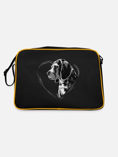 Beagle - Retro Tasche - Schwarz/Gold - Hinten