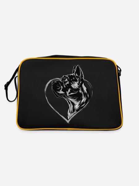 Cane Corso - Retro Tasche - Schwarz/Gold - Hinten