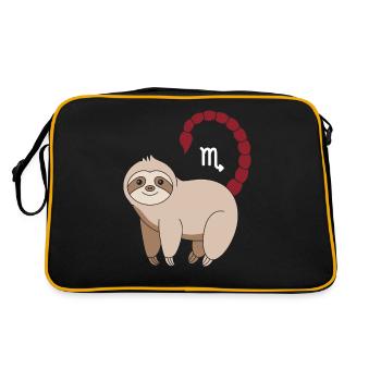 Scorpio Zodiac Sign Sloth with Symbol - Retro Bag - black/gold - Back