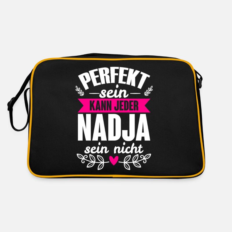 Nadja - Perfekt Sein Kann Jeder Nadja Sein Nicht - Retro Tasche - Schwarz/Gold