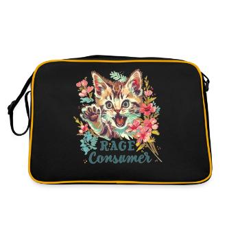 Cat Rage Consumes Me Humor Meme - Retro Bag - black/gold - Back