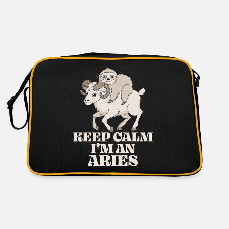 Keep Calm Ich Bin Ein Widder Aries Zodiac Soth - Retro Tasche - Schwarz/Gold