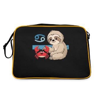 Cancer Zodiac Sign Sloth with Crab Friend - Retro Bag - black/gold - Back
