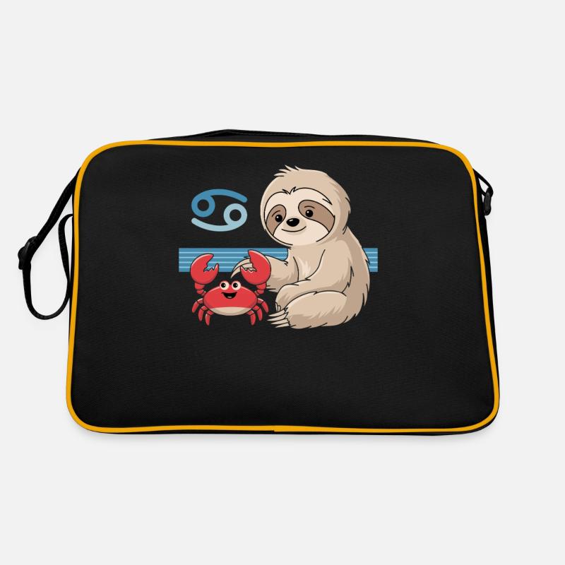 Krebs Sternzeichen Faultier mit Krabbenfreund Retro Tasche