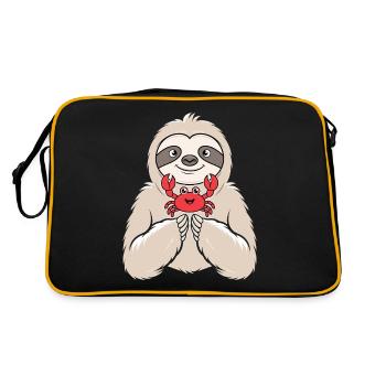 Signe du zodiaque Cancer Paresseux Câlins Crabe - Sac Retro - noir/or - Dos