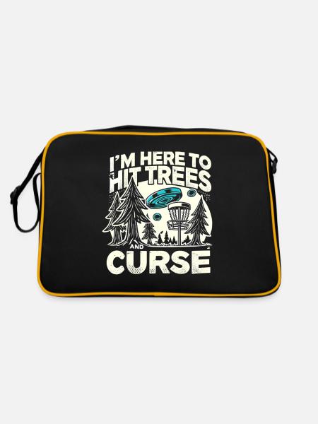 Ich bin hier, um Bäume zu schlagen und zu fluchen - Retro Tasche - Schwarz/Gold - Hinten