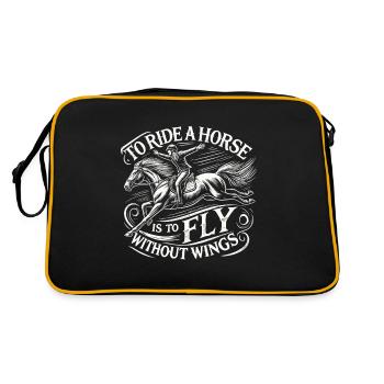 Ein Pferd zu reiten heißt, ohne Flügel zu fliegen - Retro Tasche - Schwarz/Gold - Hinten