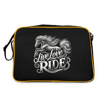 Leben, lieben und fahren - Retro Tasche - Schwarz/Gold - Hinten