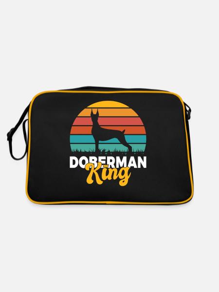 Doberman Gifts - Retro Tasche - Schwarz/Gold - Hinten