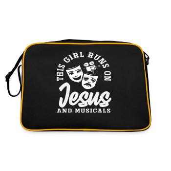 Musical Liebhaber Jesus Und Musicals - Retro Tasche - Schwarz/Gold - Hinten